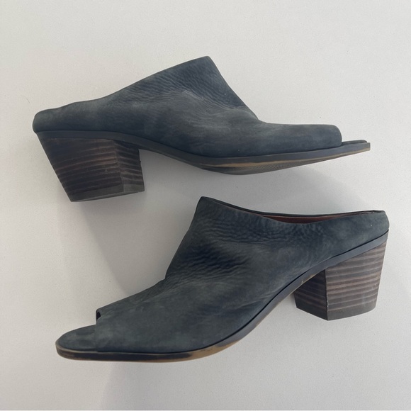 Lucky Brand Peeptoe Stacked Heel Mules Steel Blue Women’s Size 8.5 - Picture 10 of 10